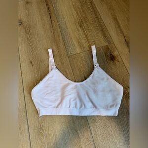 ASOS DESIGN Maternity ribbed seamless nursing bra with picot trim pink size L